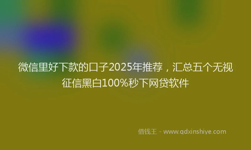 微信里好下款的口子2025年推荐，汇总五个无视征信黑白100%秒下网贷软件