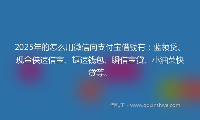 2025年的怎么用微信向支付宝借钱有：蓝领贷、现金侠速借宝、捷速钱包、瞬借宝贷、小油菜快贷等。