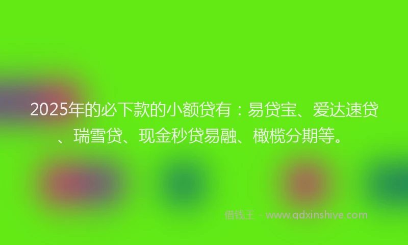 2025年的必下款的小额贷有：易贷宝、爱达速贷、瑞雪贷、现金秒贷易融、橄榄分期等。