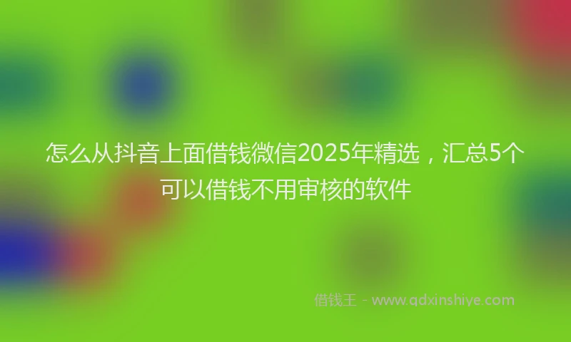怎么从抖音上面借钱微信2025年精选，汇总5个可以借钱不用审核的软件