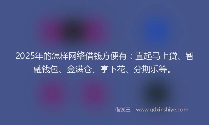 2025年的怎样网络借钱方便有：壹起马上贷、智融钱包、金满仓、享下花、分期乐等。
