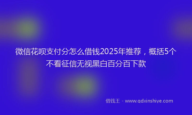 微信花呗支付分怎么借钱2025年推荐，概括5个不看征信无视黑白百分百下款