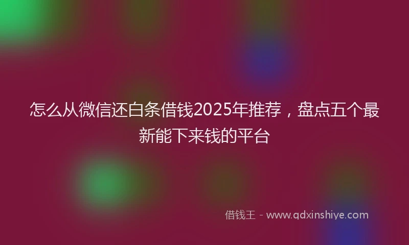 怎么从微信还白条借钱2025年推荐，盘点五个最新能下来钱的平台