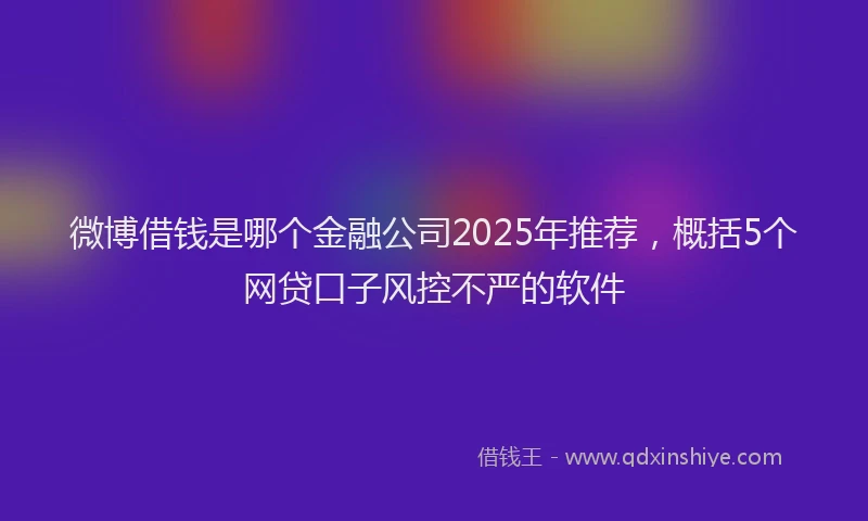 微博借钱是哪个金融公司2025年推荐，概括5个网贷口子风控不严的软件