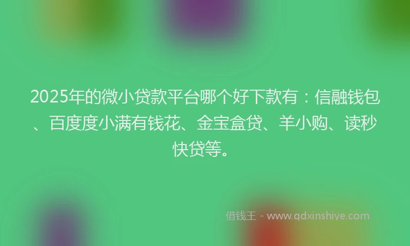 2025年的微小贷款平台哪个好下款有：信融钱包、百度度小满有钱花、金宝盒贷、羊小购、读秒快贷等。