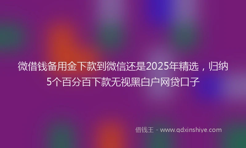 微借钱备用金下款到微信还是2025年精选，归纳5个百分百下款无视黑白户网贷口子