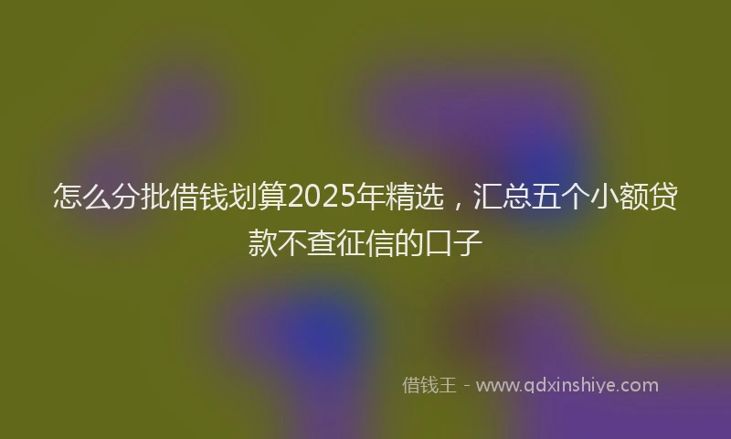 怎么分批借钱划算2025年精选，汇总五个小额贷款不查征信的口子