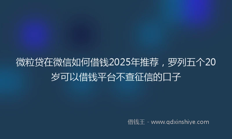 微粒贷在微信如何借钱2025年推荐，罗列五个20岁可以借钱平台不查征信的口子