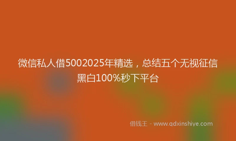 微信私人借5002025年精选，总结五个无视征信黑白100%秒下平台