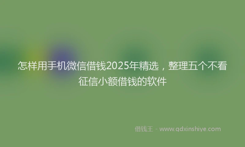 怎样用手机微信借钱2025年精选，整理五个不看征信小额借钱的软件