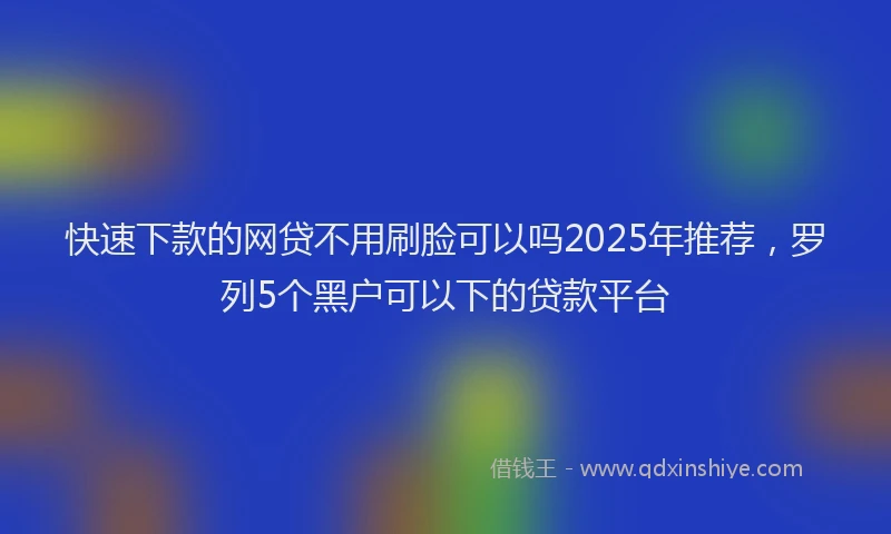 快速下款的网贷不用刷脸可以吗2025年推荐，罗列5个黑户可以下的贷款平台