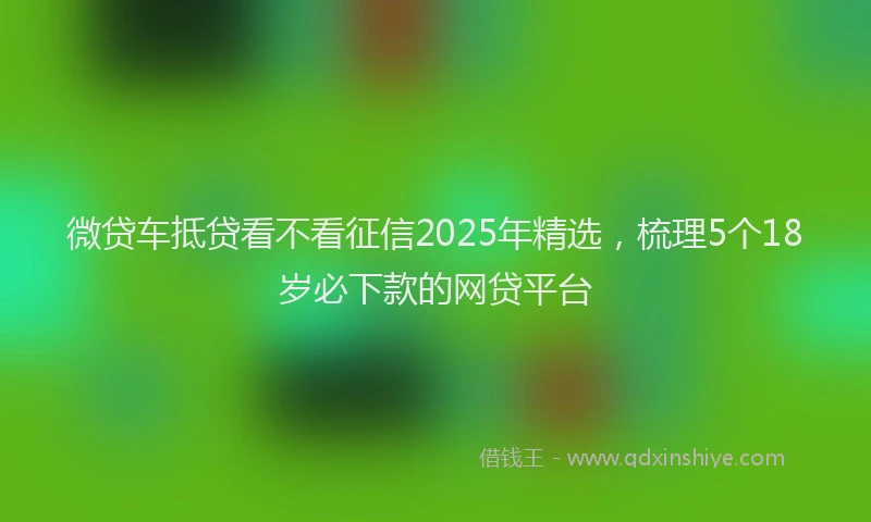 微贷车抵贷看不看征信2025年精选，梳理5个18岁必下款的网贷平台