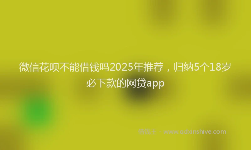 微信花呗不能借钱吗2025年推荐，归纳5个18岁必下款的网贷app