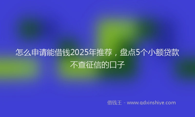 怎么申请能借钱2025年推荐，盘点5个小额贷款不查征信的口子