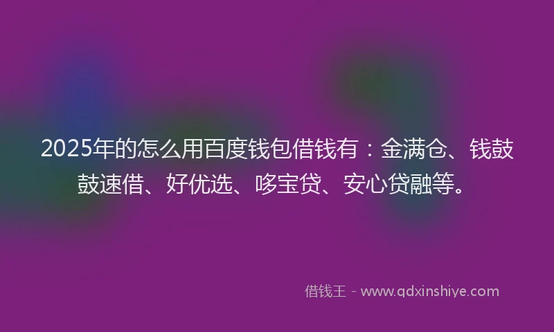 2025年的怎么用百度钱包借钱有：金满仓、钱鼓鼓速借、好优选、哆宝贷、安心贷融等。