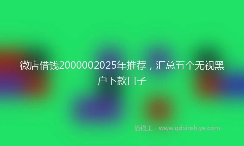 微店借钱2000002025年推荐，汇总五个无视黑户下款口子
