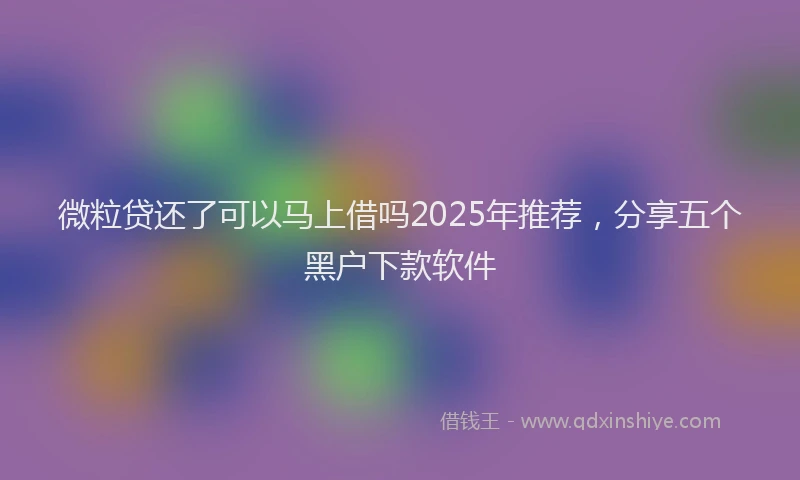 微粒贷还了可以马上借吗2025年推荐，分享五个黑户下款软件