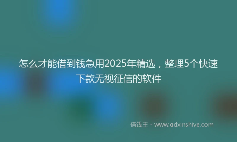 怎么才能借到钱急用2025年精选，整理5个快速下款无视征信的软件