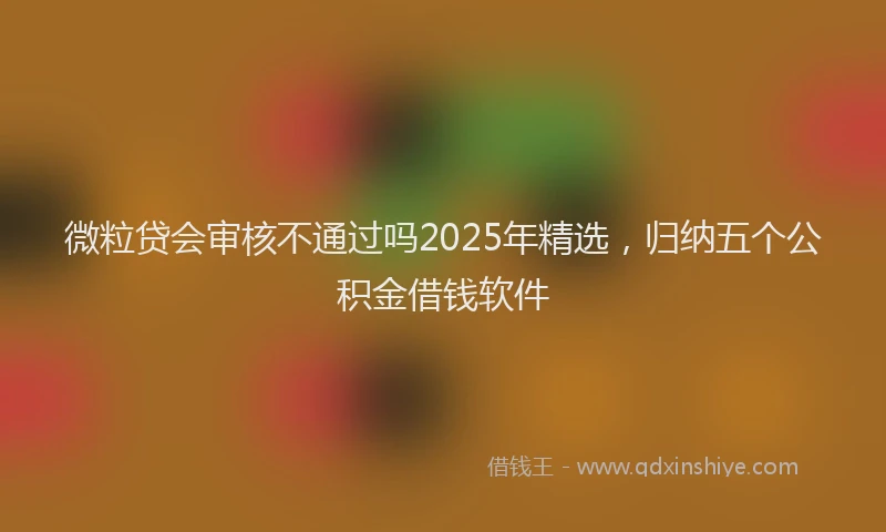 微粒贷会审核不通过吗2025年精选，归纳五个公积金借钱软件