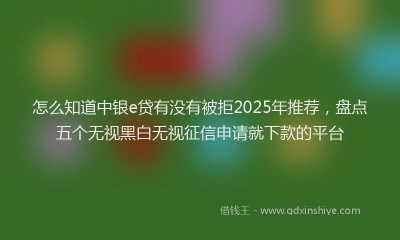 怎么知道中银e贷有没有被拒2025年推荐，盘点五个无视黑白无视征信申请就下款的平台