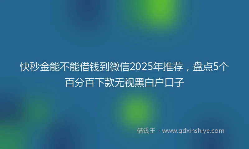 快秒金能不能借钱到微信2025年推荐，盘点5个百分百下款无视黑白户口子