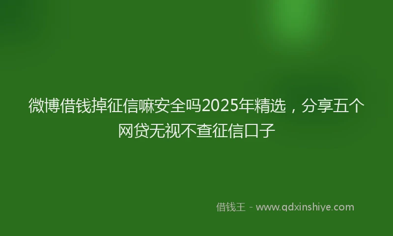 微博借钱掉征信嘛安全吗2025年精选，分享五个网贷无视不查征信口子