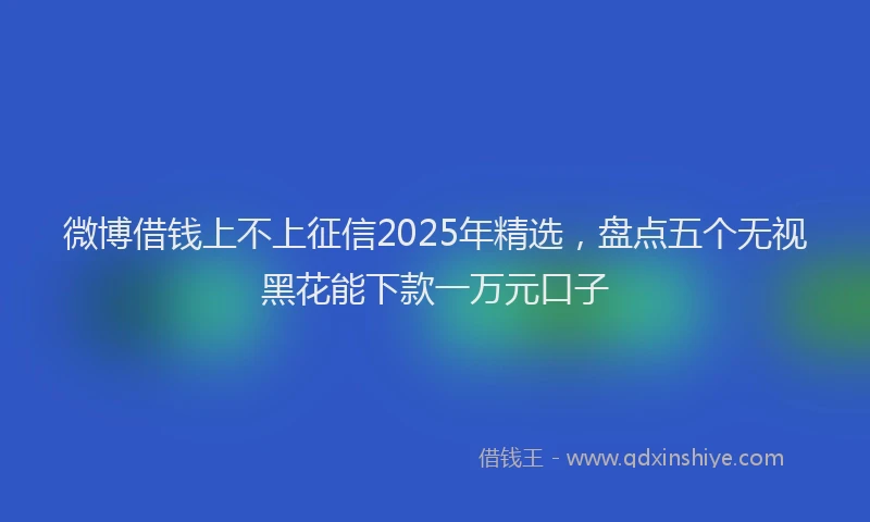 微博借钱上不上征信2025年精选，盘点五个无视黑花能下款一万元口子