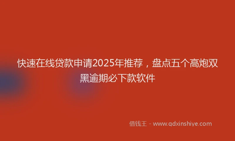 快速在线贷款申请2025年推荐，盘点五个高炮双黑逾期必下款软件