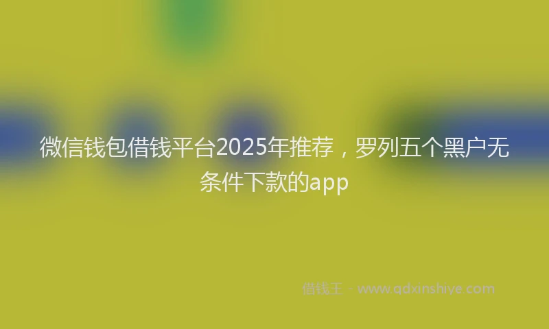 微信钱包借钱平台2025年推荐，罗列五个黑户无条件下款的app