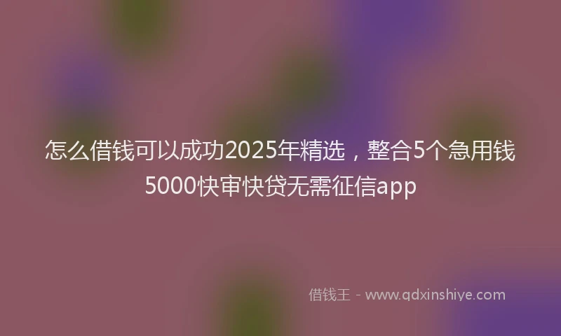 怎么借钱可以成功2025年精选，整合5个急用钱5000快审快贷无需征信app