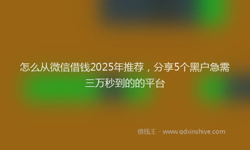 怎么从微信借钱2025年推荐，分享5个黑户急需三万秒到的的平台