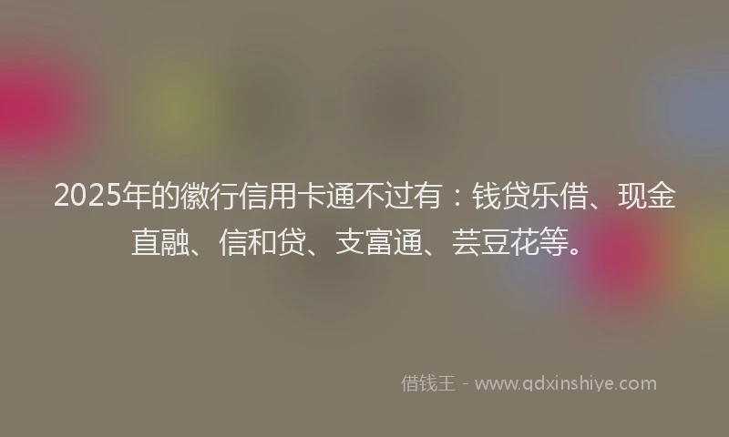 2025年的徽行信用卡通不过有：钱贷乐借、现金直融、信和贷、支富通、芸豆花等。