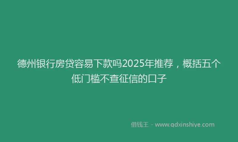 德州银行房贷容易下款吗2025年推荐，概括五个低门槛不查征信的口子