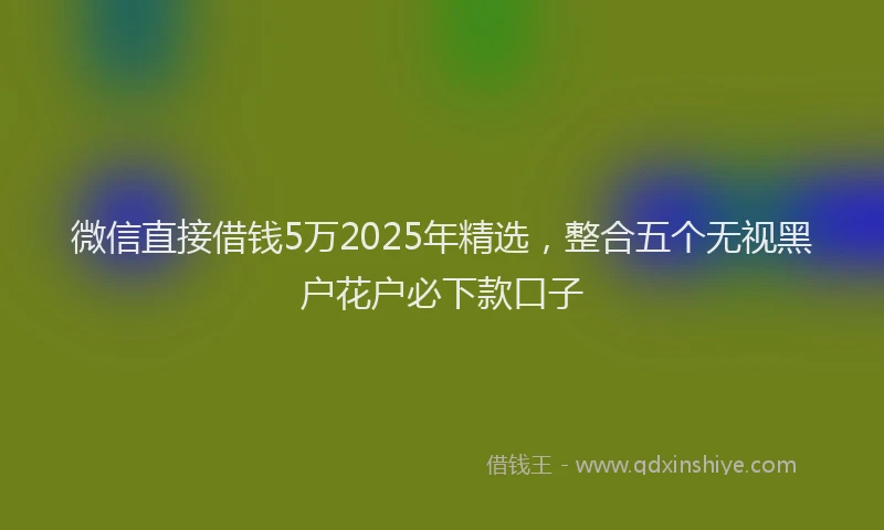 微信直接借钱5万2025年精选，整合五个无视黑户花户必下款口子