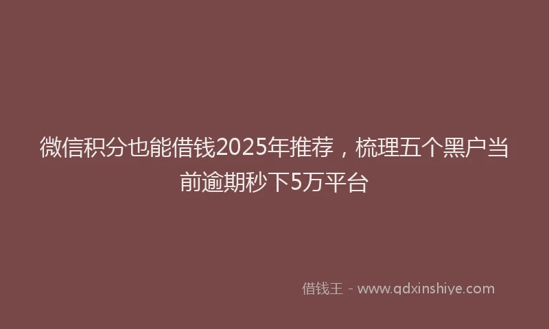 微信积分也能借钱2025年推荐，梳理五个黑户当前逾期秒下5万平台