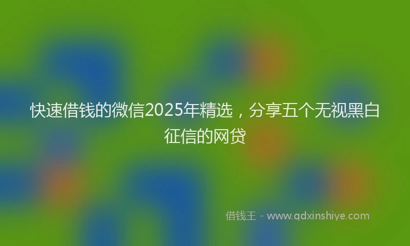 快速借钱的微信2025年精选，分享五个无视黑白征信的网贷