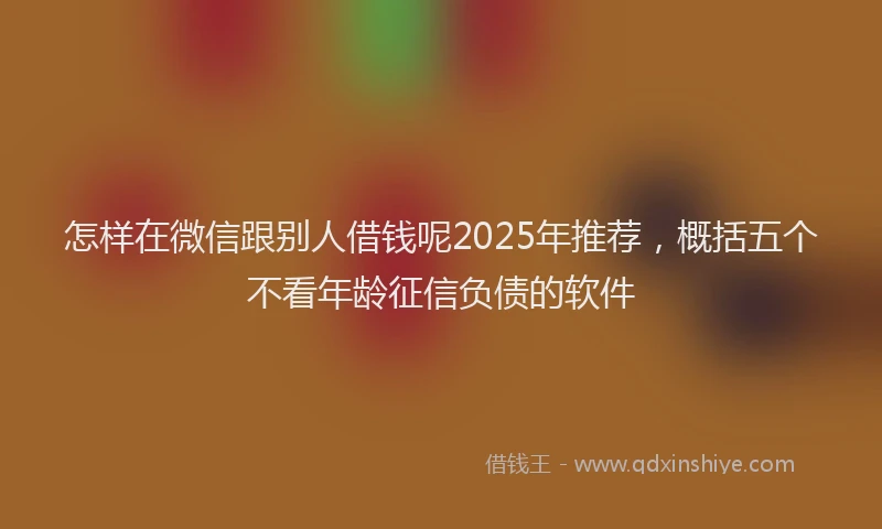 怎样在微信跟别人借钱呢2025年推荐，概括五个不看年龄征信负债的软件