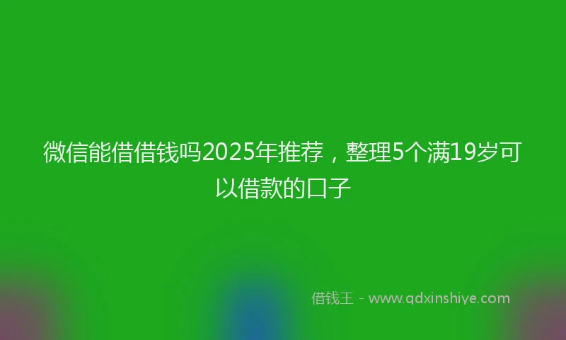微信能借借钱吗2025年推荐，整理5个满19岁可以借款的口子