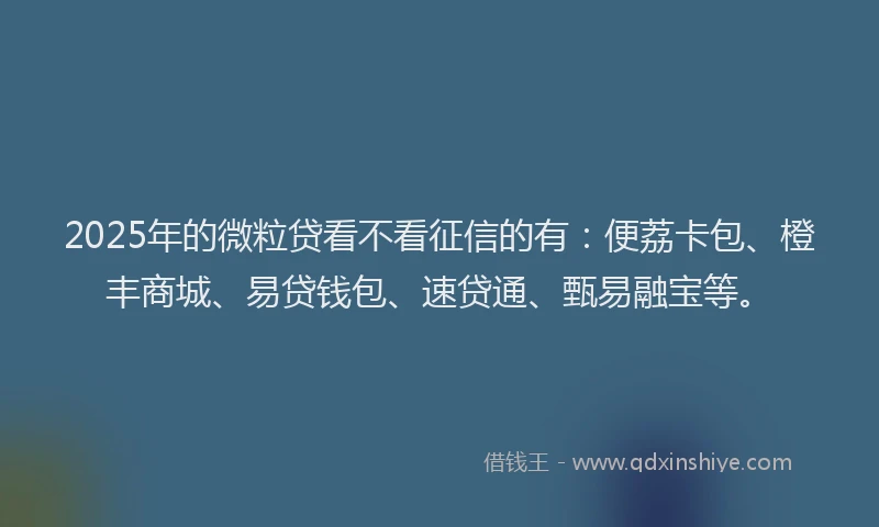 2025年的微粒贷看不看征信的有：便荔卡包、橙丰商城、易贷钱包、速贷通、甄易融宝等。