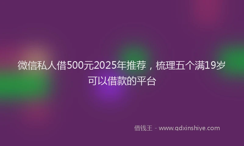 微信私人借500元2025年推荐，梳理五个满19岁可以借款的平台