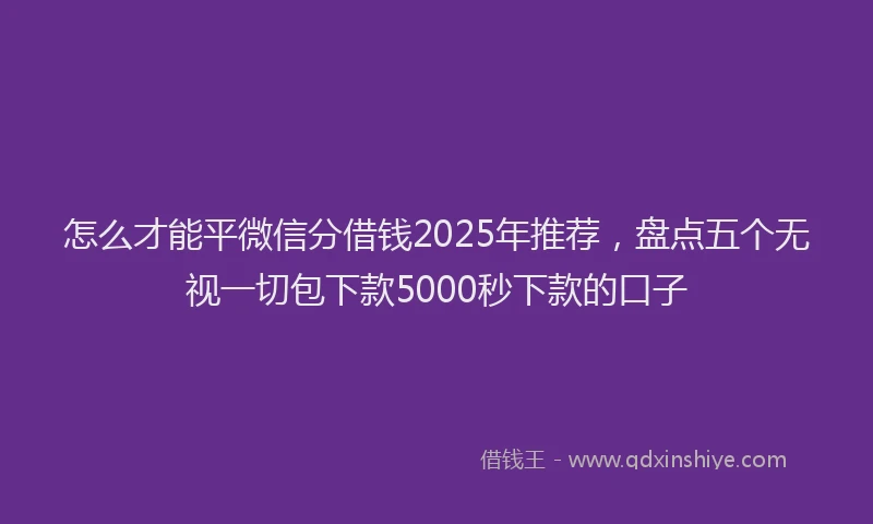 怎么才能平微信分借钱2025年推荐，盘点五个无视一切包下款5000秒下款的口子