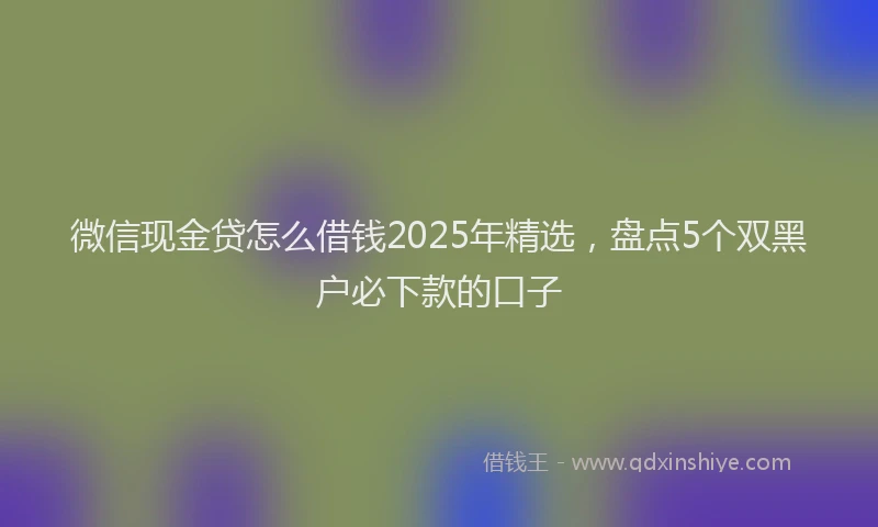 微信现金贷怎么借钱2025年精选，盘点5个双黑户必下款的口子