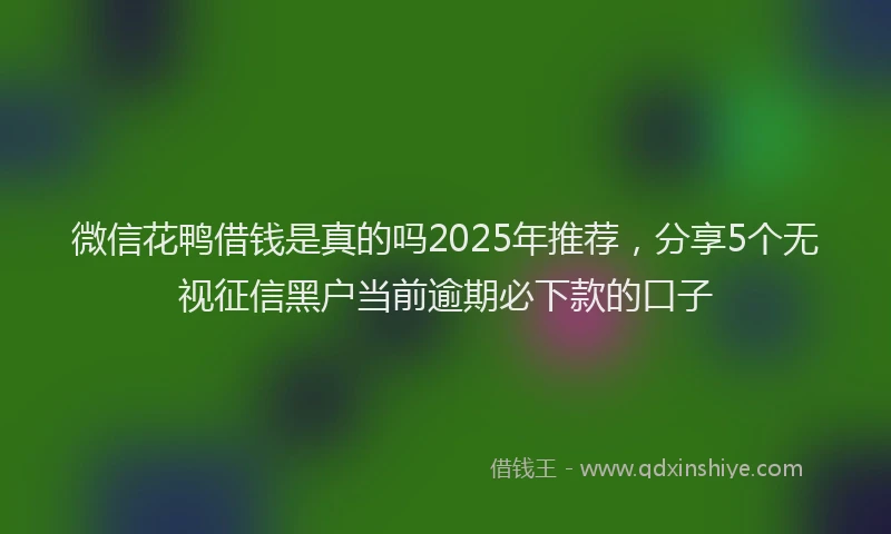 微信花鸭借钱是真的吗2025年推荐，分享5个无视征信黑户当前逾期必下款的口子