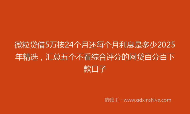 微粒贷借5万按24个月还每个月利息是多少2025年精选，汇总五个不看综合评分的网贷百分百下款口子
