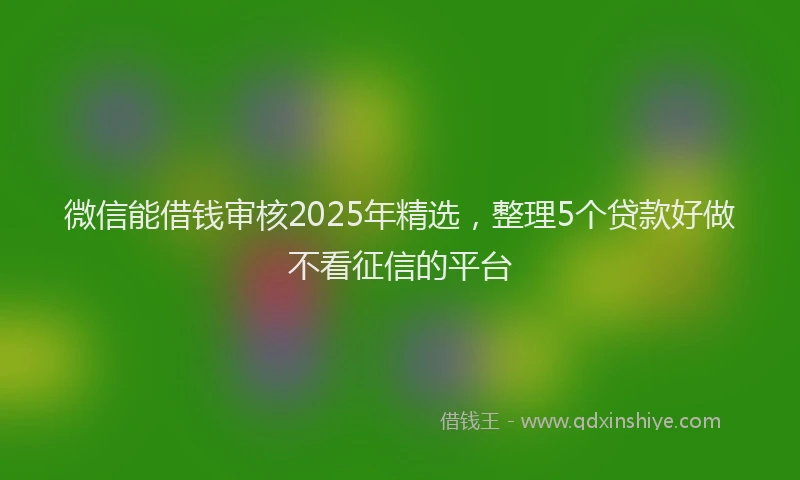 微信能借钱审核2025年精选，整理5个贷款好做不看征信的平台