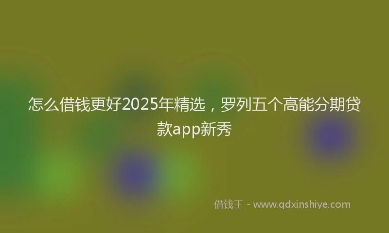 怎么借钱更好2025年精选，罗列五个高能分期贷款app新秀