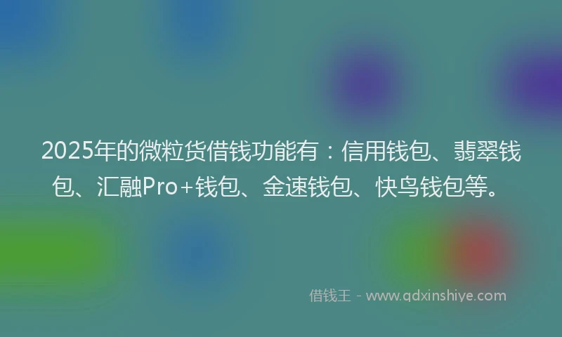 2025年的微粒货借钱功能有：信用钱包、翡翠钱包、汇融Pro+钱包、金速钱包、快鸟钱包等。