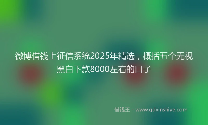 微博借钱上征信系统2025年精选，概括五个无视黑白下款8000左右的口子