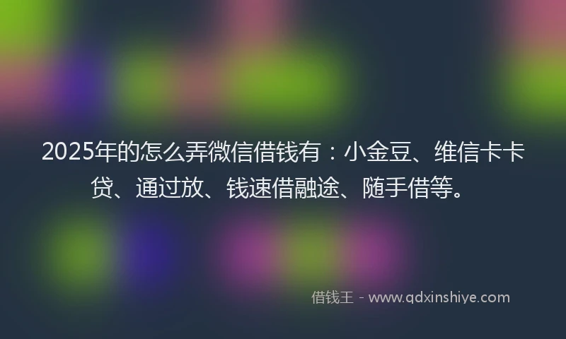 2025年的怎么弄微信借钱有：小金豆、维信卡卡贷、通过放、钱速借融途、随手借等。