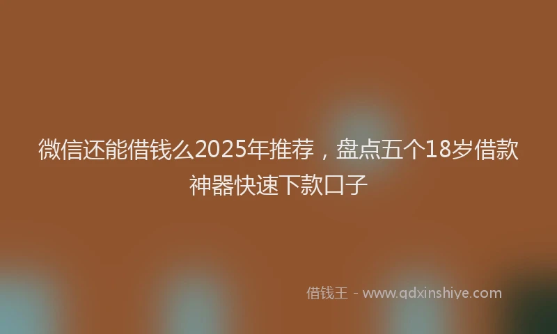 微信还能借钱么2025年推荐，盘点五个18岁借款神器快速下款口子